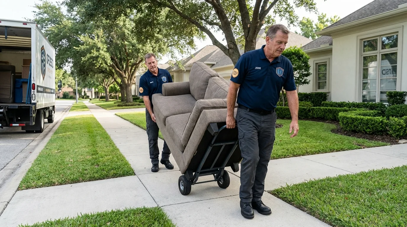 Local residential moving crew loading furniture in Hillsborough, NC
